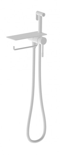 403052-F Смес. встра. с ГИГ. душем, полкой и держ. полотенца (БЕЛЫЙ) ViEiR (10/1шт)