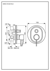 Emmevi Minu, однорычажный встраиваемый смеситель для душа, ручка со стержнем, с дивертером на 2 выхода, цвет хром