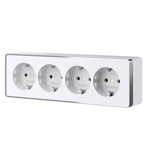 Розетка четверная с заземлением и шторками Gallant белая W5072210