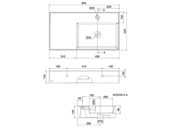 Раковина накладная/ подвесная Scarabeo TEOREMA 2.0 5118/REV