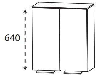 Puris Slim Line, верхний шкаф 600 мм, 2 двери, цвет лак карбон глянец