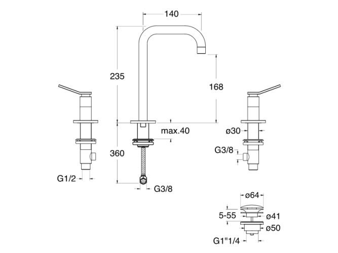 Смеситель для раковины CRISTINA EAST SIDE ES20613
