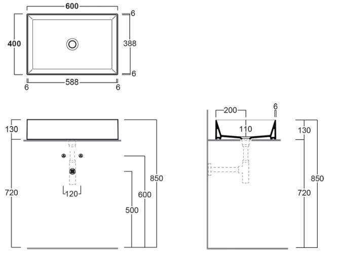 Раковина накладная SIMAS AGILE AG 60 bia