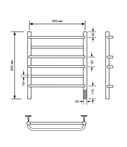 Полотенцесушитель электрический с/т Comfysan Puro EC-6 60/50, черный