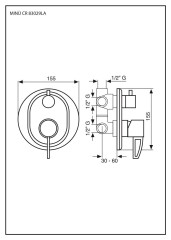 Emmevi Minu, однорычажный встраиваемый смеситель для душа, ручка со стержнем, с дивертером на 3 выхода, цвет хром