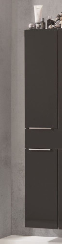 Puris Slim Line, высокий шкаф 300 мм правый, 2 двери и 1 ящик, цвет лак карбон глянец