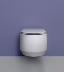 White Ceramic Tao, подвесной безободковый унитаз 53x38x32,5h см, в комплекте с крепежом и сиденьем микролифт WC108S-SL, цвет белый глянцевый