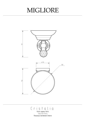 Mыльница настенная, стекло/бронза/Swarovski Migliore Cristalia