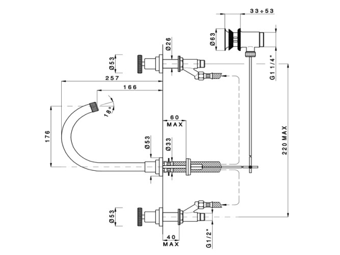 Смеситель для раковины NICOLAZZI ARENA 3308CR44