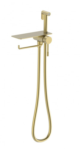 403052-S Смес. встра. с ГИГ. душем, полкой и держ. полотенца (Мат. Золото) ViEiR (10/1шт)