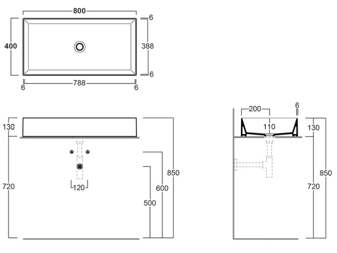 Раковина накладная SIMAS AGILE AG 80 bia
