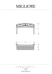 Решетка одинарная с двумя крючками L26xP15xH15 см., бронза Migliore COMPLEMENTI