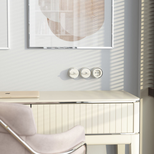 Переключатель/выключатель одноклавишный Vintage (слоновая кость матовый/хром) W5812055