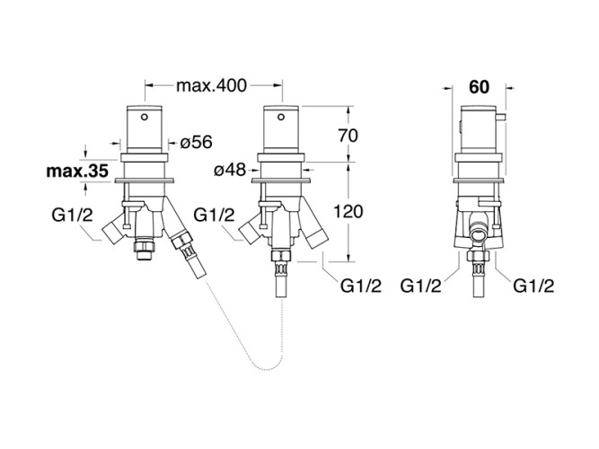 Термостатический смеситель на борт ванны CRISTINA IX XX14328