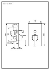 Emmevi Sicily, однорычажный встраиваемый смеситель для душа с дивертером на 2 выхода, цвет хром