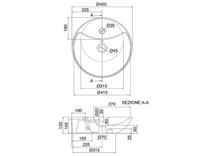 Раковина накладная Scarabeo SHAPE 8098