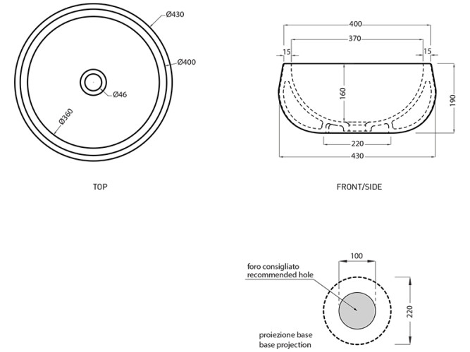 Раковина накладная CIELO TINO-TINA BATO