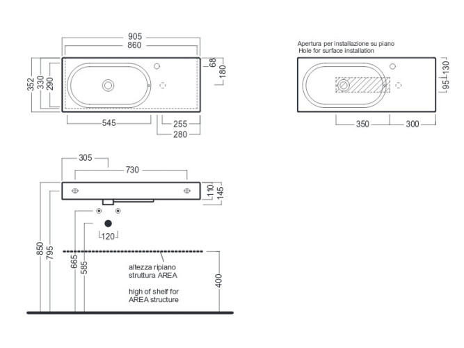 Раковина подвесная\встраиваемая HATRIA AREA YXDL01