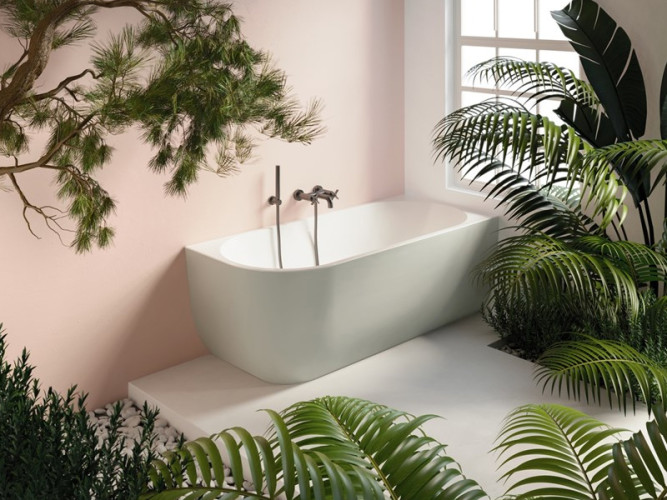 Ванна акриловая угловая пристенная DX матовая TREESSE CORA V057BO DX