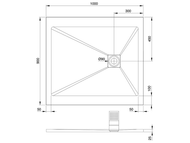 Душевой поддон с решеткой Scarabeo STEP 3014/23