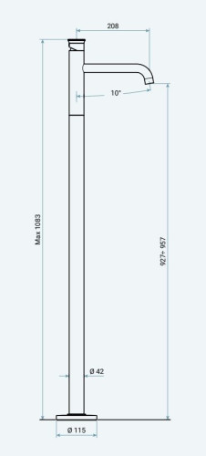 Emmevi Filobrass, однорычажный  напольный смеситель для раковины на 1 ноге (излив 20,8 см), рукоятка без стержня, цвет зачищенное золото