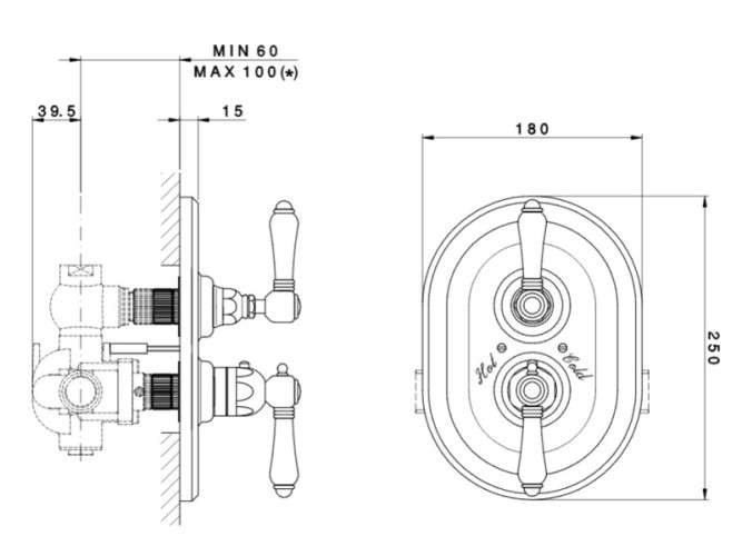 Наружная часть термостатического смесителя NICOLAZZI TEIDE 4909CR05