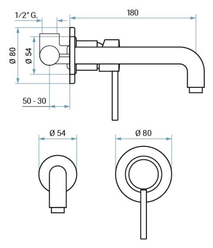 Emmevi Piper, встраиваемый в стену однорычажный смеситель для раковины, без донного клапана, цвет белый матовый