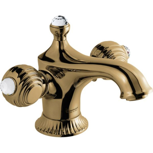 Emmevi The One Cloe, смеситель для раковины. Металлические ручки + прозрачные кристаллы Swarovski, цвет бронза