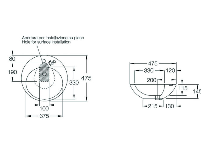 Раковина накладная HATRIA HAPPY HOUR Y0M601