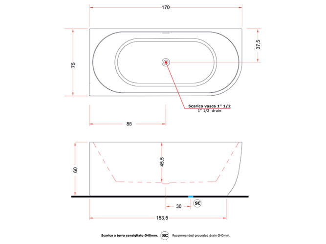 Ванна акриловая угловая пристенная DX глянцевая TREESSE CORA V057BL DX