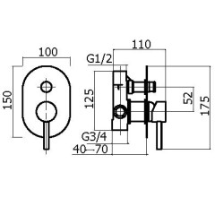 Внешняя часть встраиваемого смесителя Plumberia Selection XO1001CR
