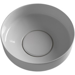 White Ceramic Was, накладная/с установкой на пъедестал круглая раковина 40x18h см, с накладкой, цвет белый глянцевый