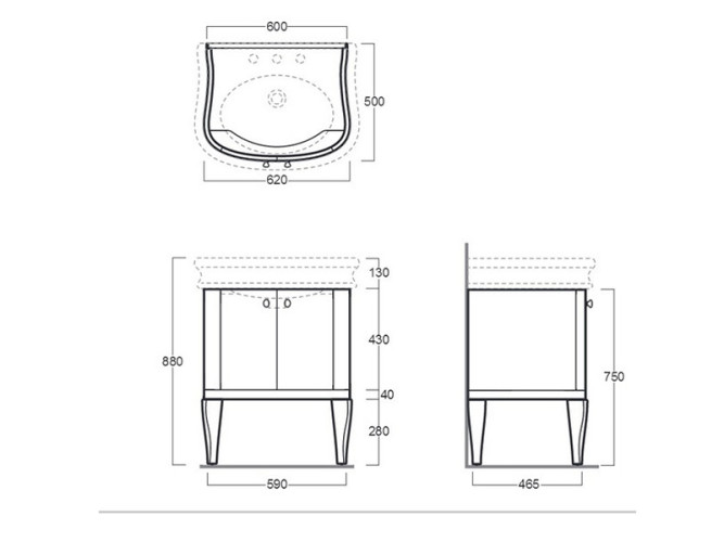 Тумба под раковину SIMAS LANTE LAM 70 nero