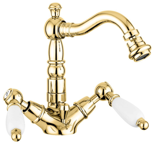 Emmevi Deco Ceramic, смеситель с донным клапаном для биде, цвет золото