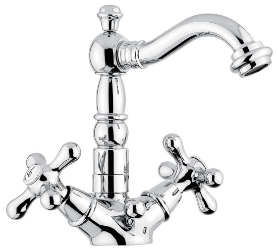 Emmevi Deco Old, смеситель 12615 с донным клапаном для раковины, цвет белый-золото