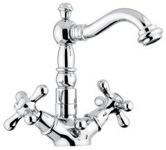 Emmevi Deco Old, смеситель 12615 с донным клапаном для раковины, цвет белый-золото