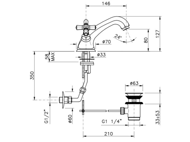 Смеситель для раковины NICOLAZZI TEIDE 1932CR45