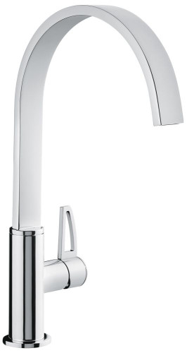 Emmevi Minu, однорычажный кухонный смеситель с поворотным изливом (излив 19,5 см), ручка со стержнем, без донного клапана, цвет хром