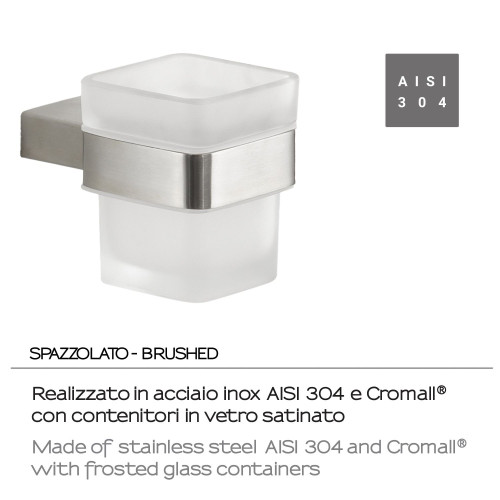 Gedy Maui, настенный стеклянный стакан, цвет зачищенный хром