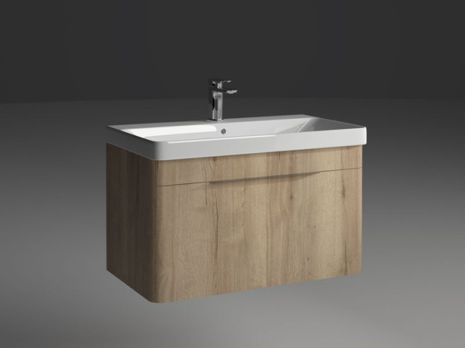 IBX ROUND, тумба под раковину 105 см, 1 ящик с ручкой хром, цвет черный матовый лак