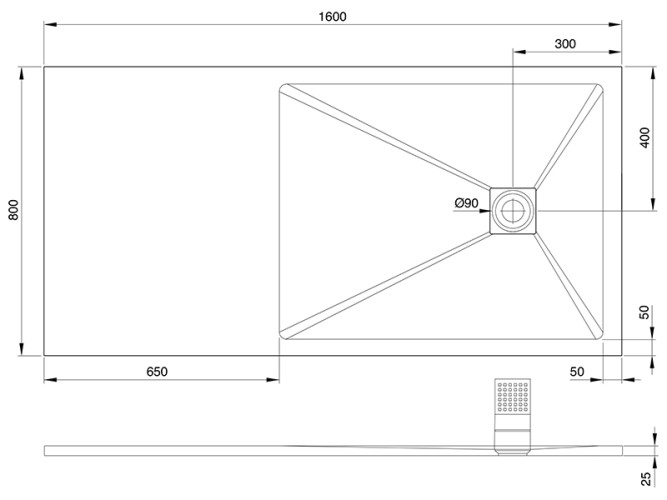 Душевой поддон с решеткой Scarabeo STEP 3013/7