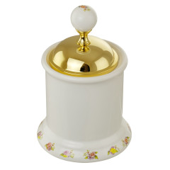 Баночка низкая H10 см. с крышкой, керамика с декором/золото Migliore Provance