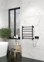 Полотенцесушитель Электрич.кабельный Ника WAY-3 60/40 RAL9005 черный матовый левый тэн