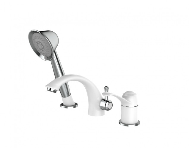 413532-F Смеситель на борт ванны БЕЛЫЙ (3 отв.) ViEiR (8/1шт)