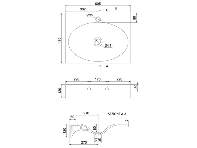 Раковина подвесная Scarabeo VEIL 6102