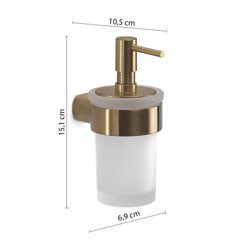 Gedy Pirenei, настенный стеклянный дозатор с пластиковой помпой, цвет матовое золото (PVD)