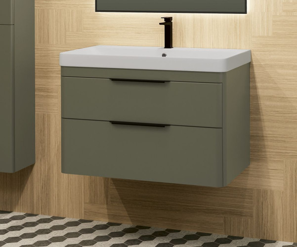 IBX ROUND, тумба под раковину 105 см, 2 ящика с ручками хром, цвет черный матовый лак