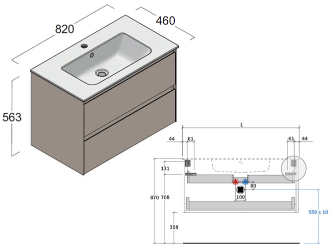 Тумба под раковину BERLONI BAGNO WAY BLOCK WAKBS2CHDIC 127