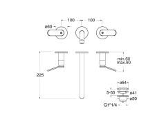 Наружные части настенного смесителя для раковины CRISTINA EAST SIDE ES24313