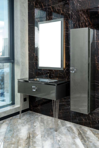 Столешница стекло 100см моноблок Глянцевая Графит